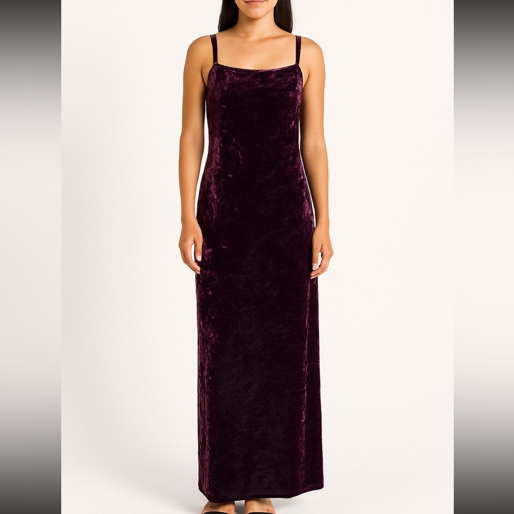 Vtg crushed velvet maxi dress small Canada Square neck lined  Y2K whimsical goth